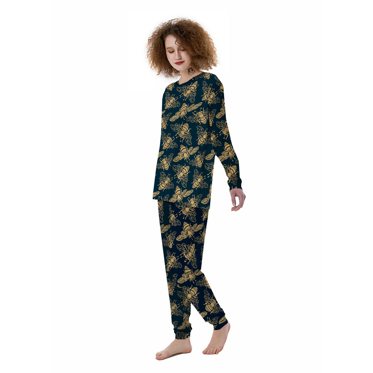 Bee Vintage Print Pattern Women's Pajamas-grizzshop