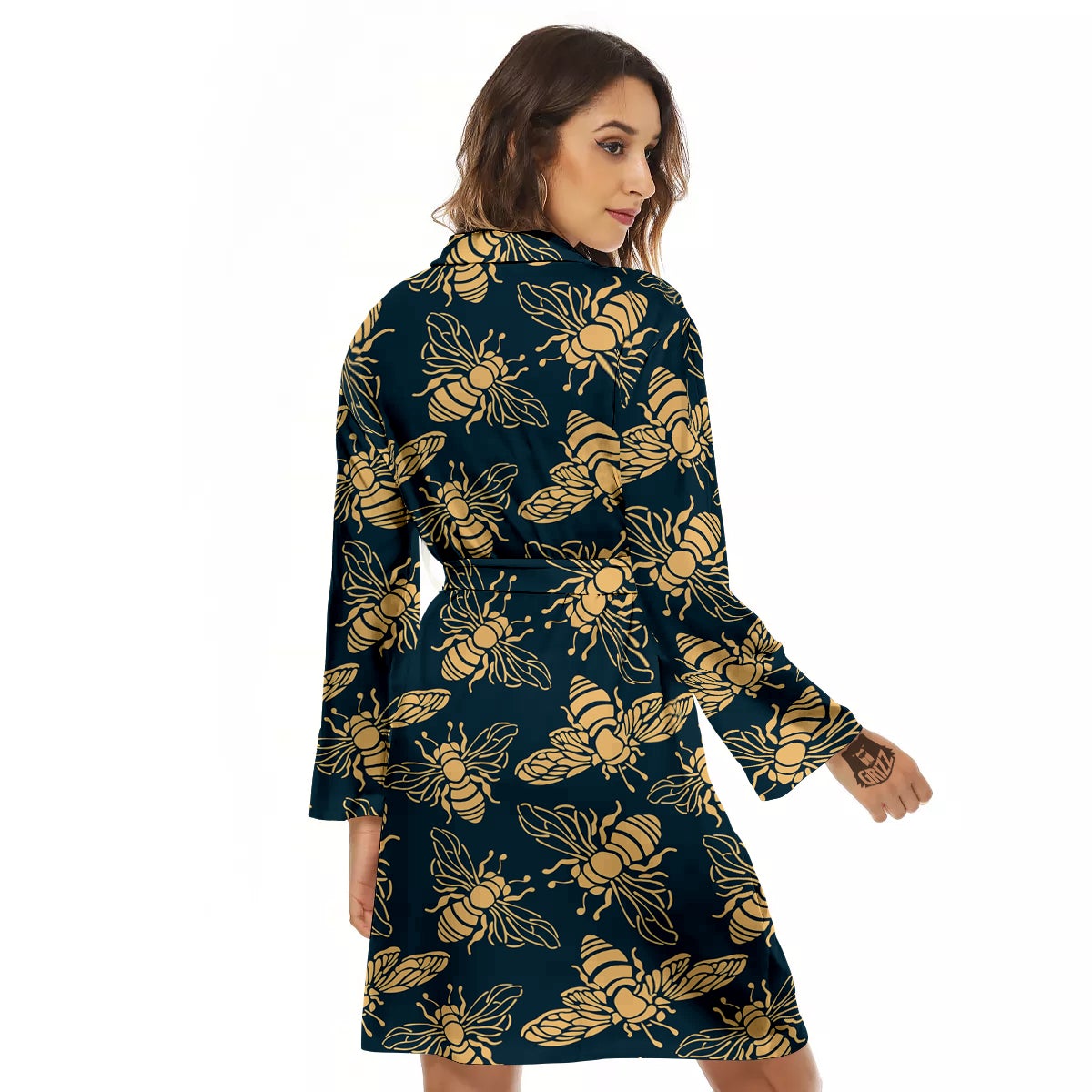 Bee Vintage Print Pattern Women's Robe-grizzshop