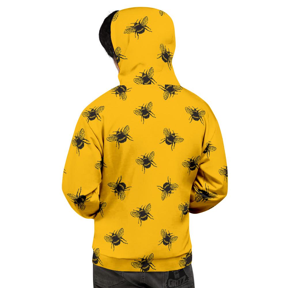 Bee Yellow Print Pattern Men's Hoodie-grizzshop