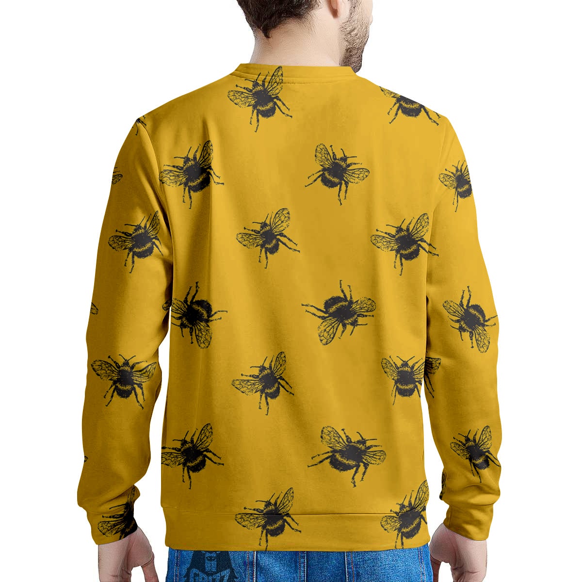 Bee Yellow Print Pattern Men's Sweatshirt-grizzshop