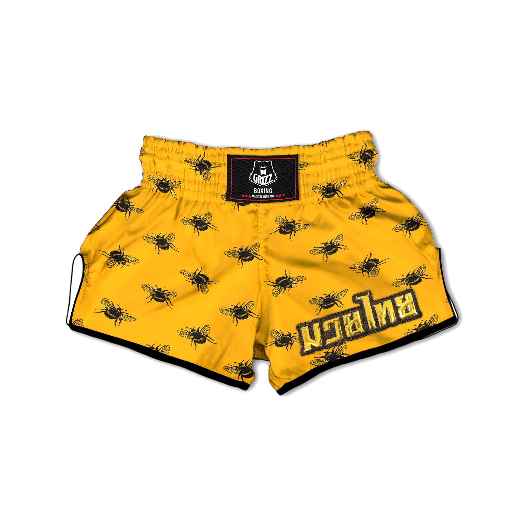 Bee Yellow Print Pattern Muay Thai Boxing Shorts-grizzshop