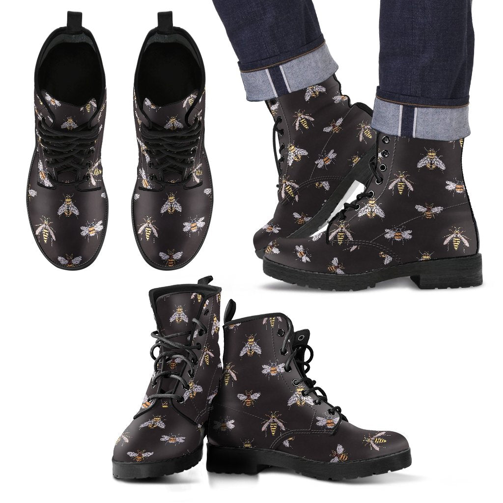 Bee Lovers Honey Gifts Pattern Print Men Women Leather Boots-grizzshop