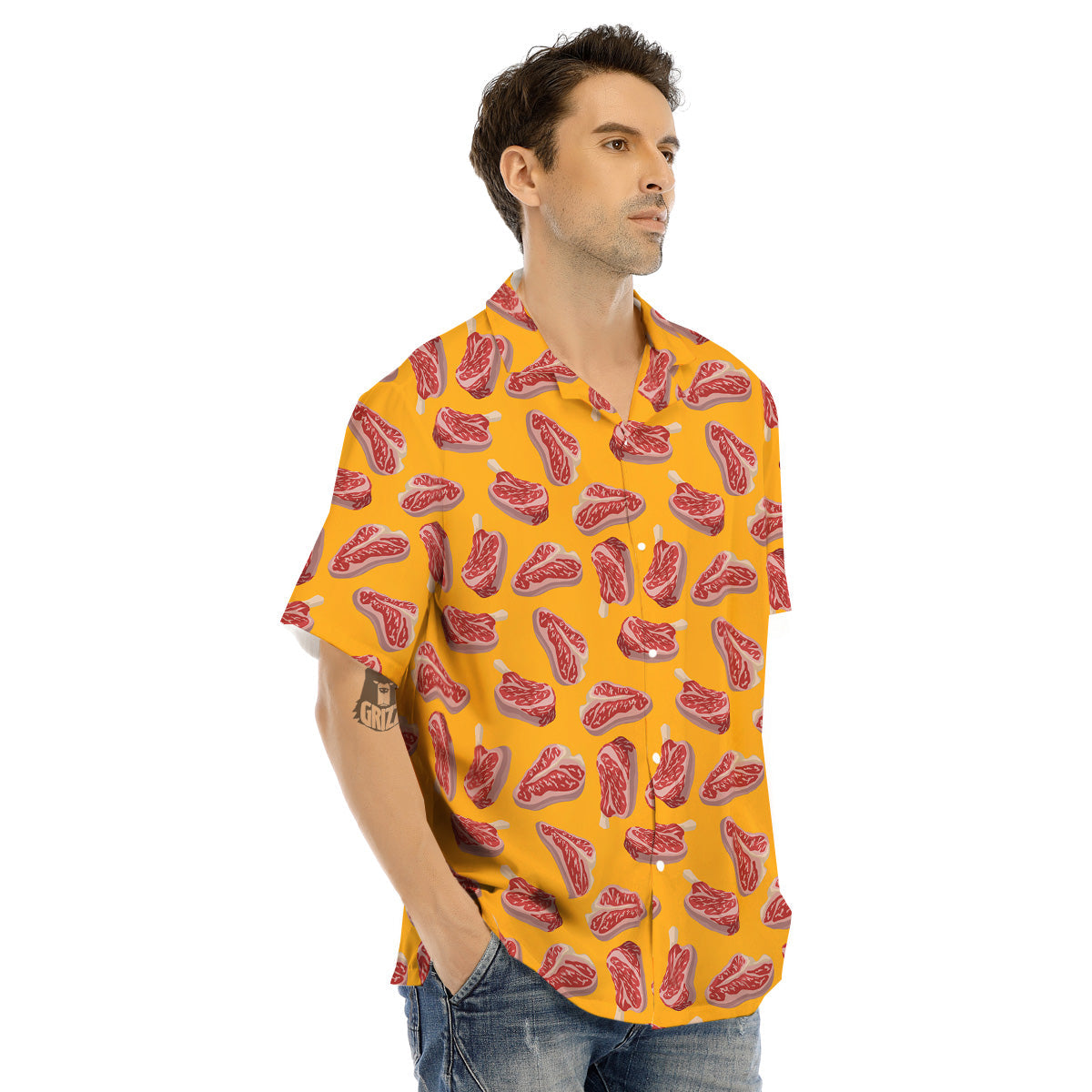 Beef Meat Steak Print Pattern Men's Hawaiian Shirt-grizzshop