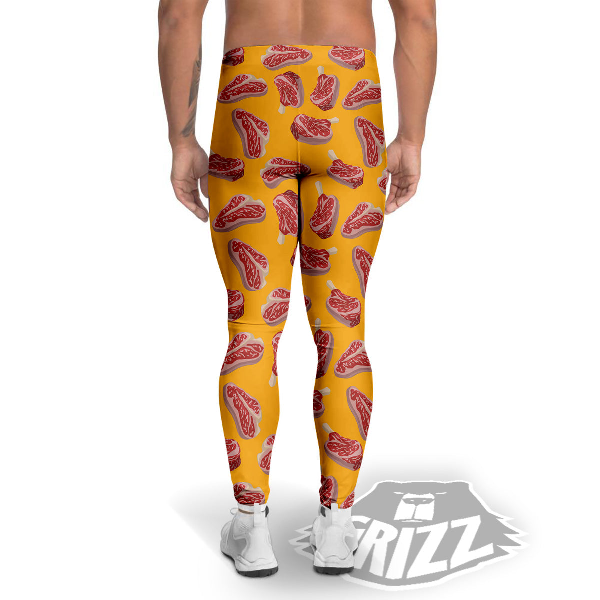 Beef Meat Steak Print Pattern Men's Leggings-grizzshop