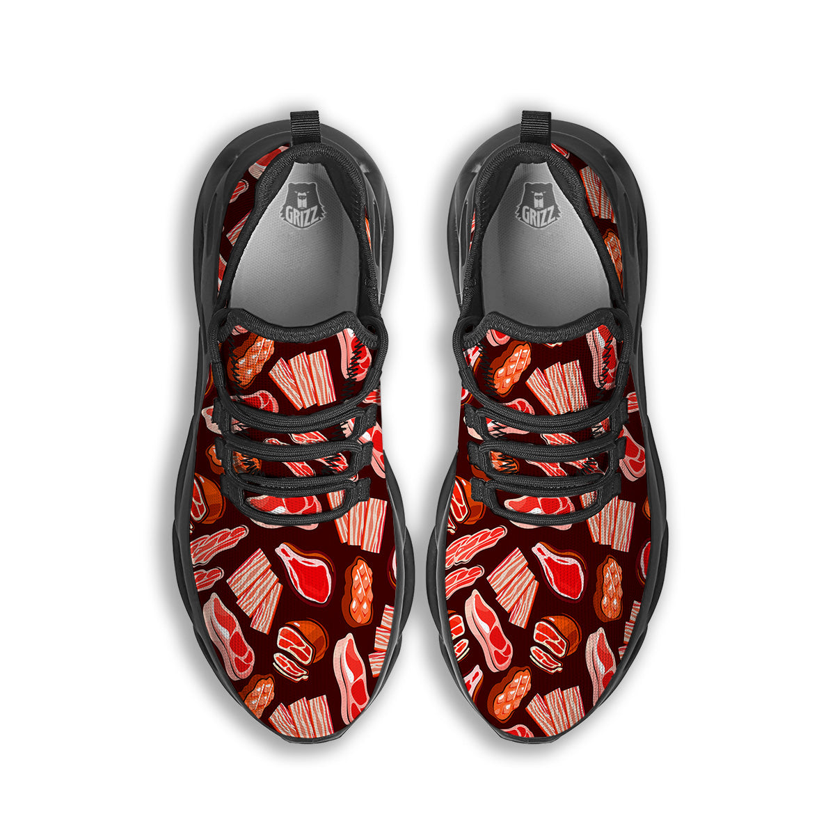 Beef Steaks Print Pattern Black Running Shoes-grizzshop