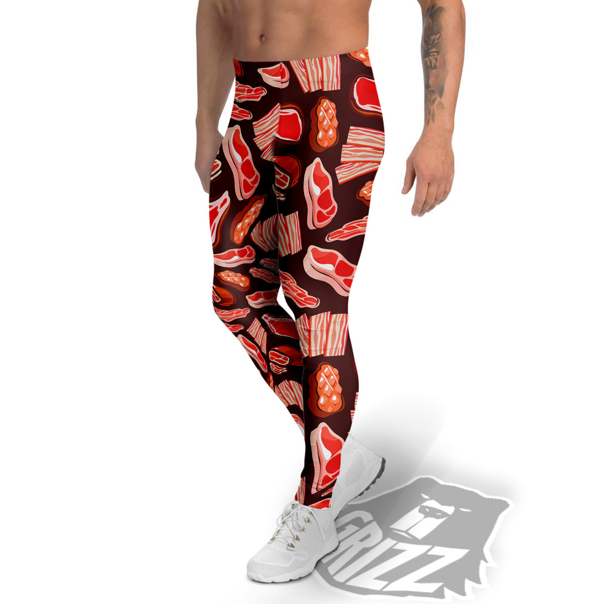Beef Steaks Print Pattern Men's Leggings-grizzshop