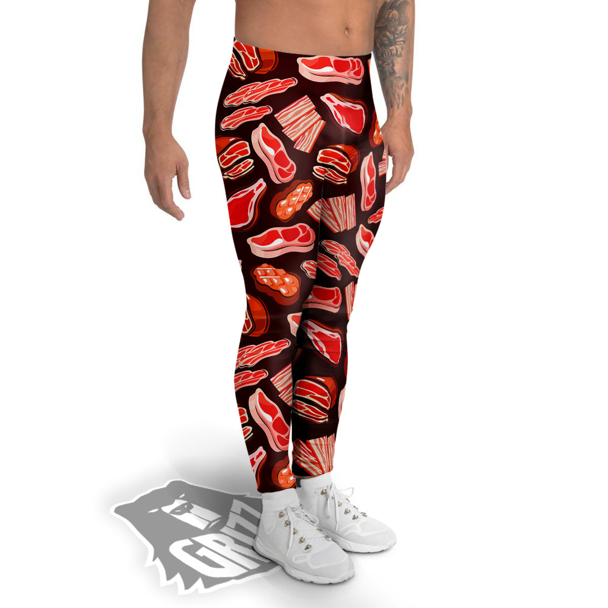 Beef Steaks Print Pattern Men's Leggings-grizzshop