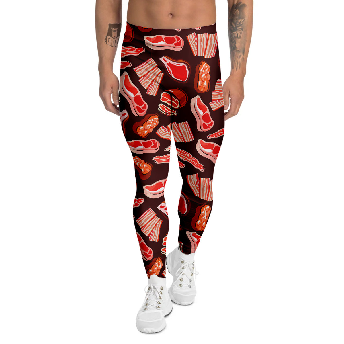 Beef Steaks Print Pattern Men's Leggings-grizzshop