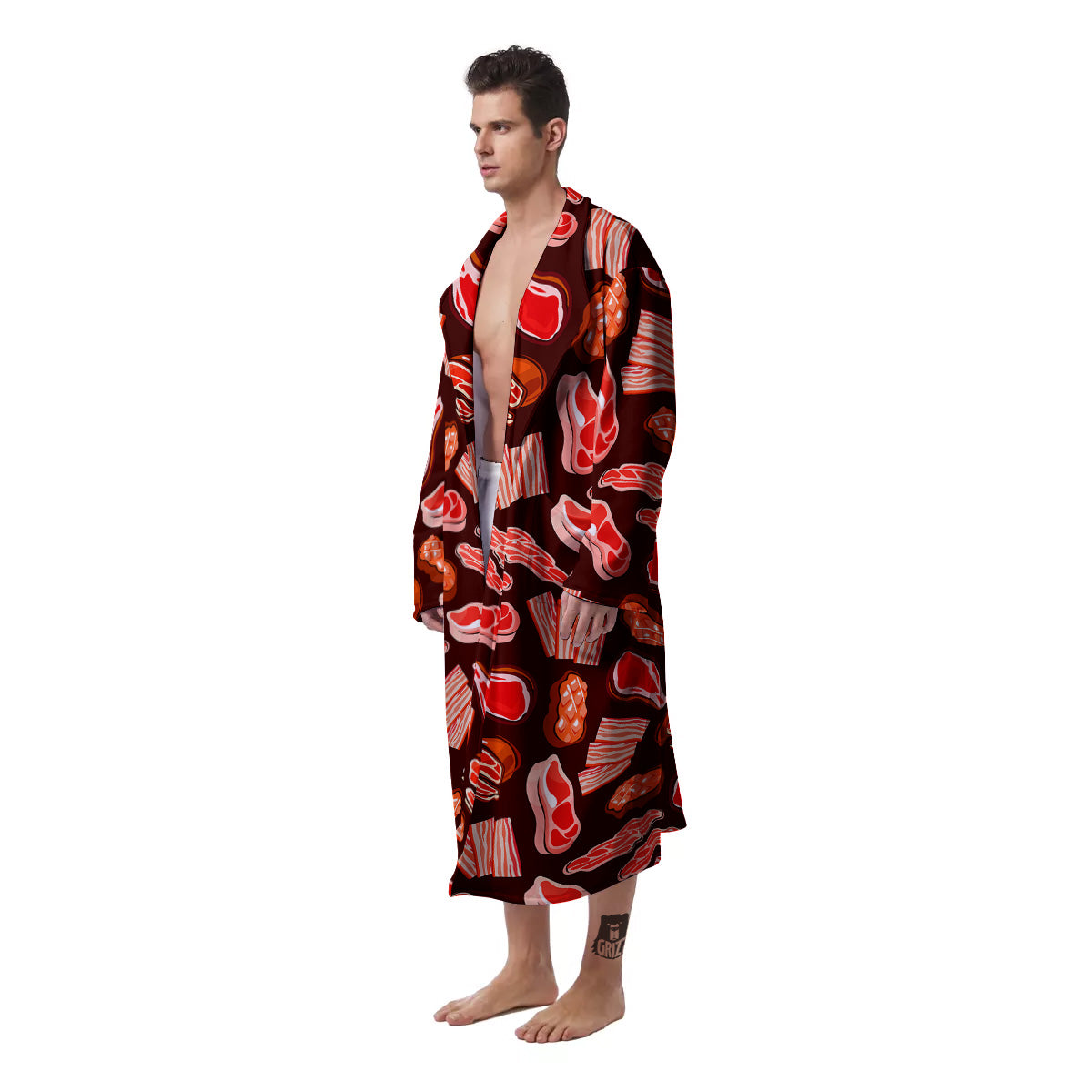 Beef Steaks Print Pattern Men's Robe-grizzshop