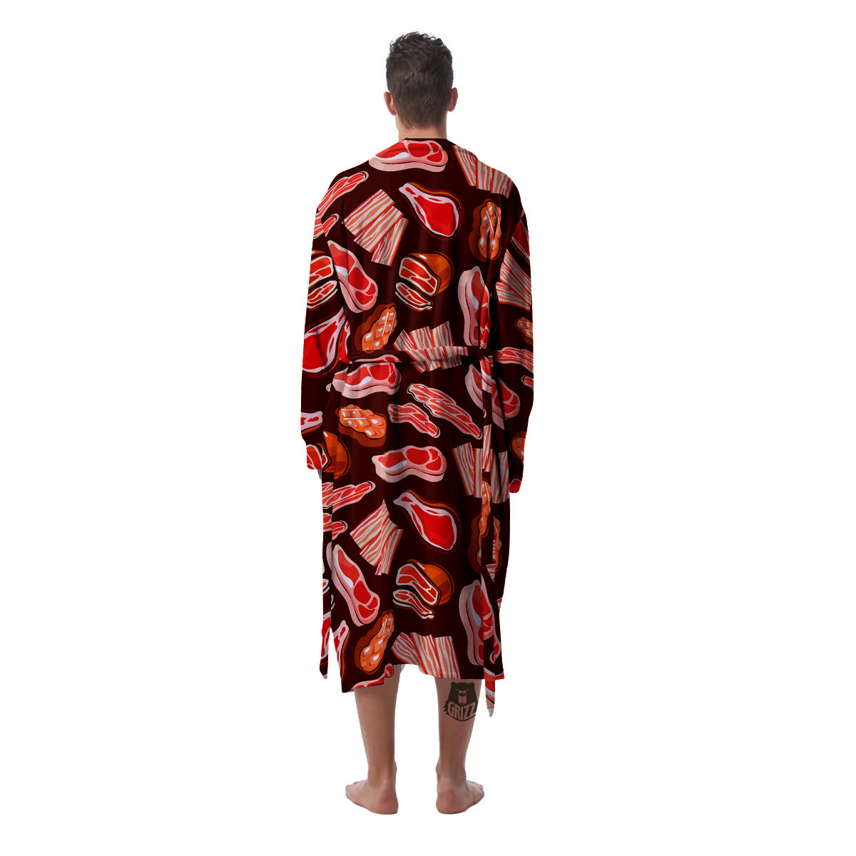 Beef Steaks Print Pattern Men's Robe-grizzshop
