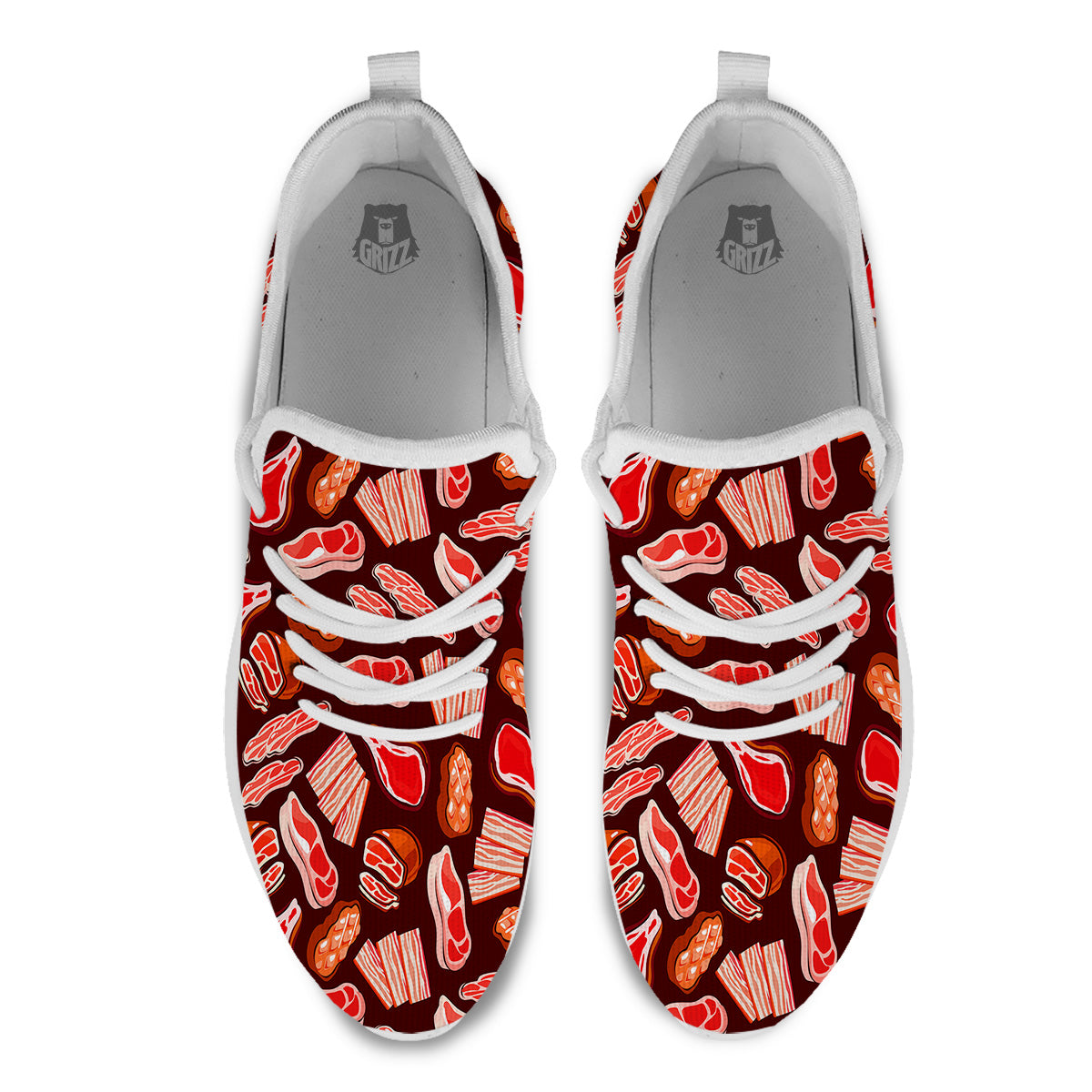 Beef Steaks Print Pattern White Athletic Shoes-grizzshop