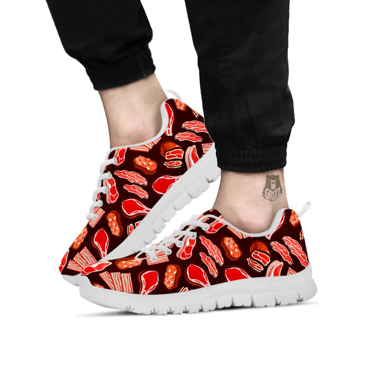 Beef Steaks Print Pattern White Sneaker-grizzshop