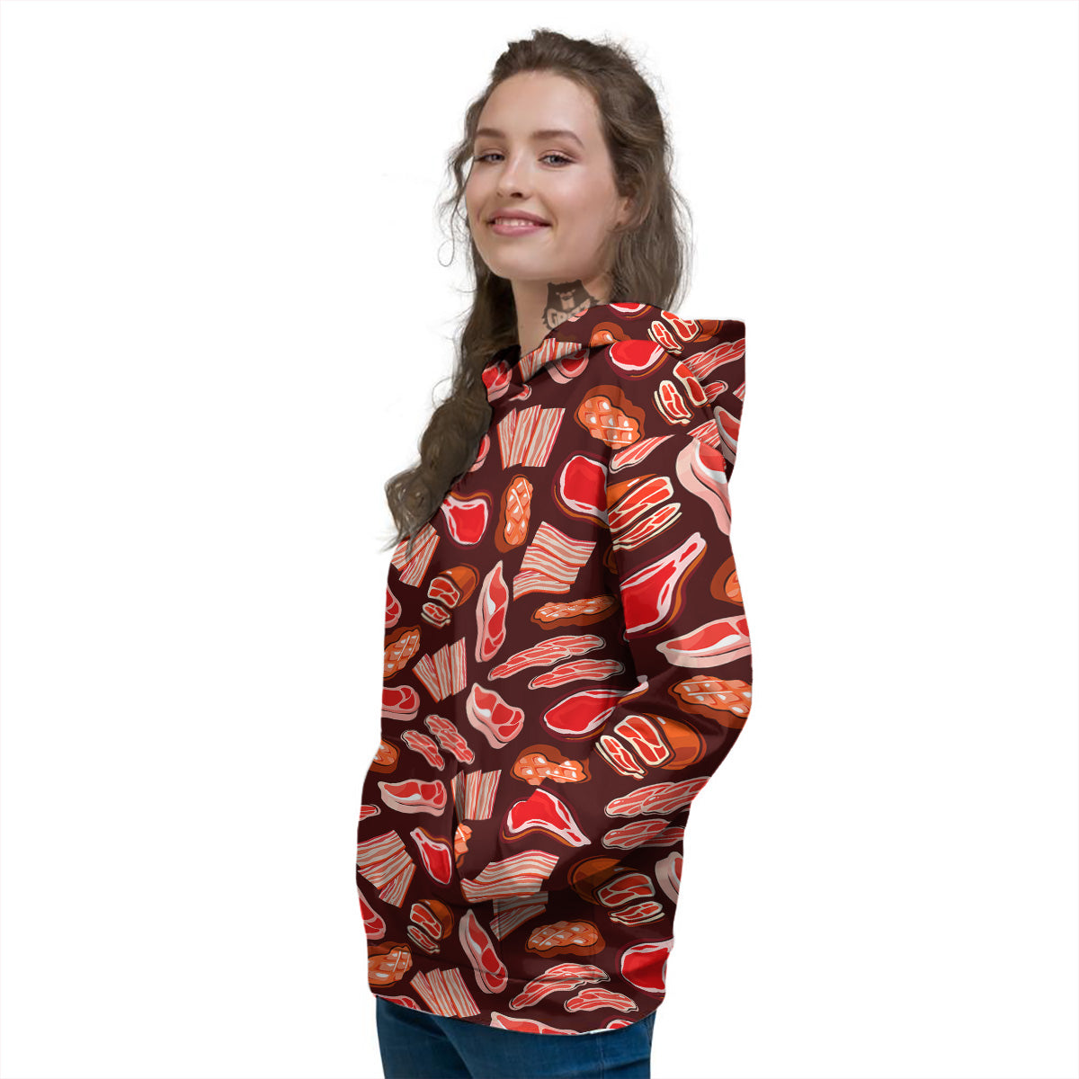 Beef Steaks Print Pattern Women's Hoodie-grizzshop