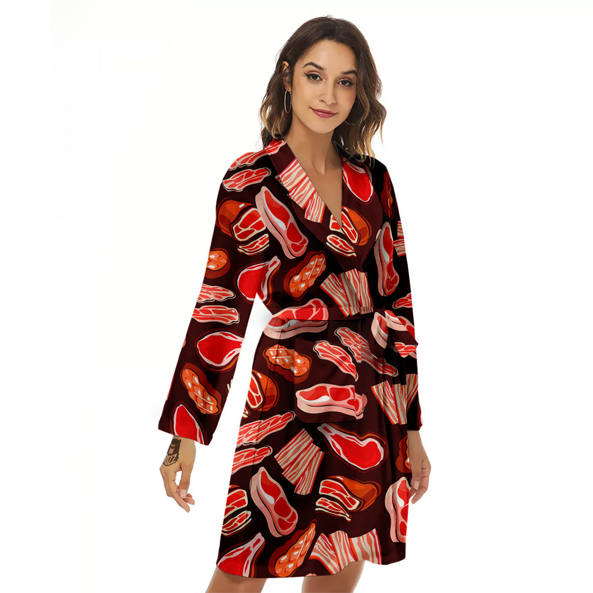 Beef Steaks Print Pattern Women's Robe-grizzshop