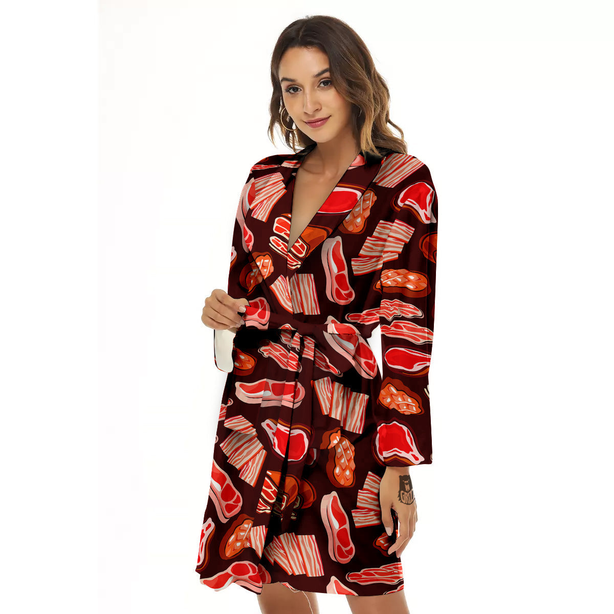 Beef Steaks Print Pattern Women's Robe-grizzshop