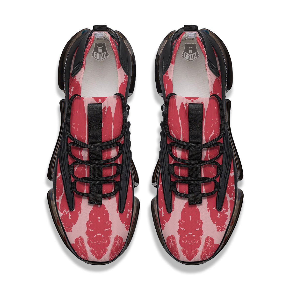 Beef Texture Print Pattern Black Gym Shoes-grizzshop