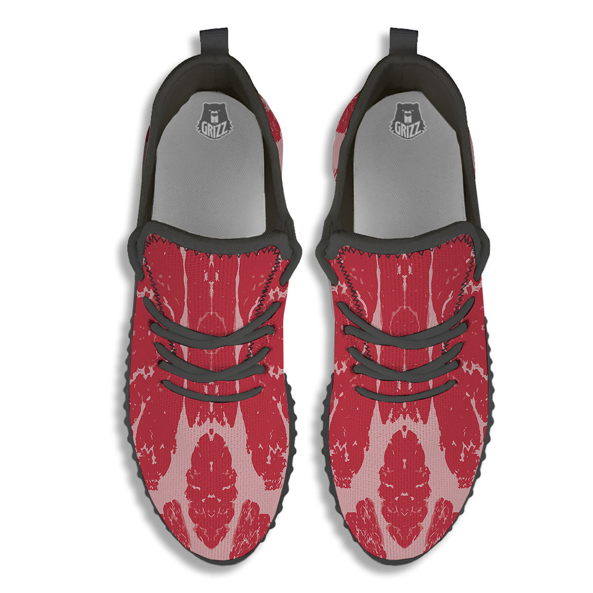 Beef Texture Print Pattern Black Walking Shoes-grizzshop