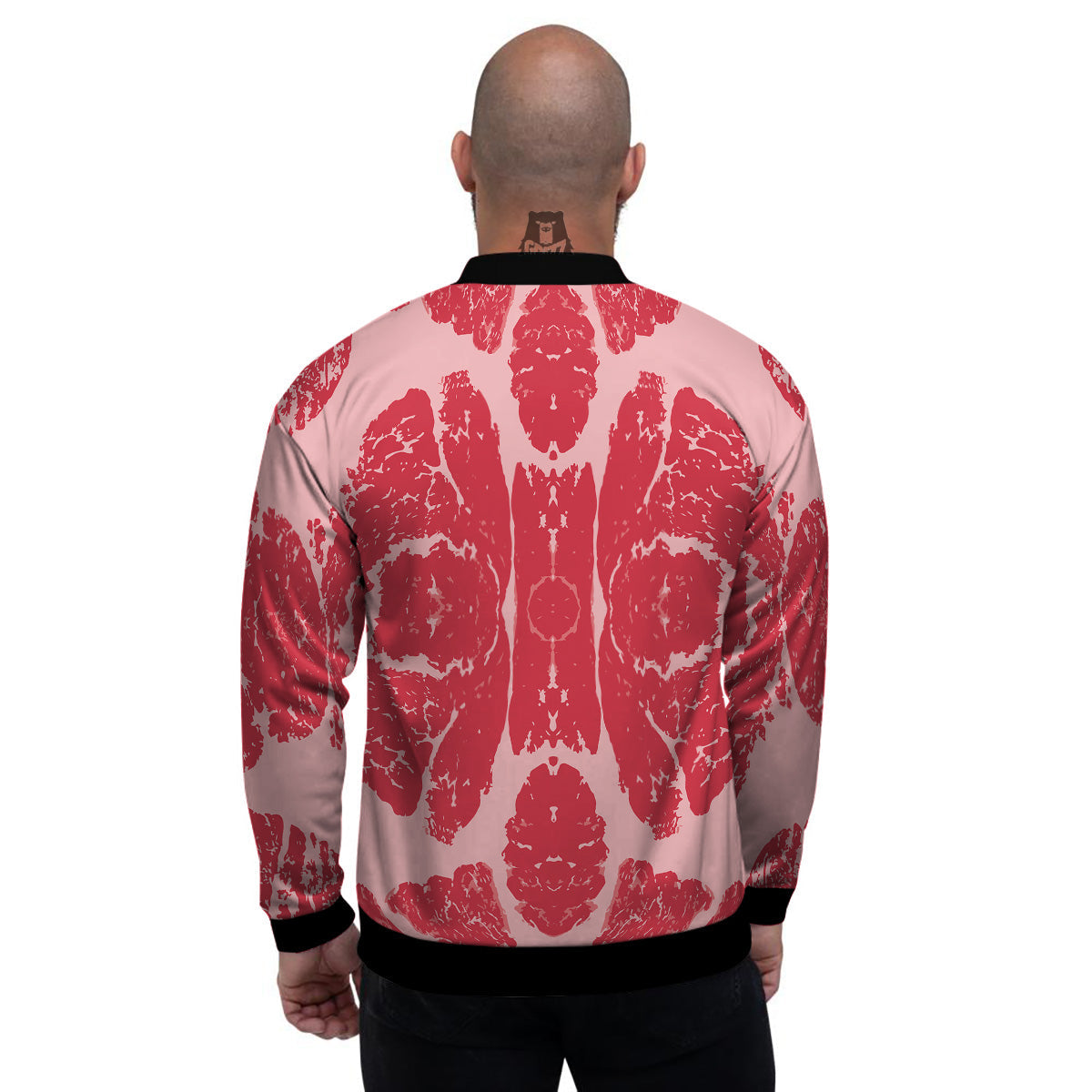 Beef Texture Print Pattern Men's Bomber Jacket-grizzshop
