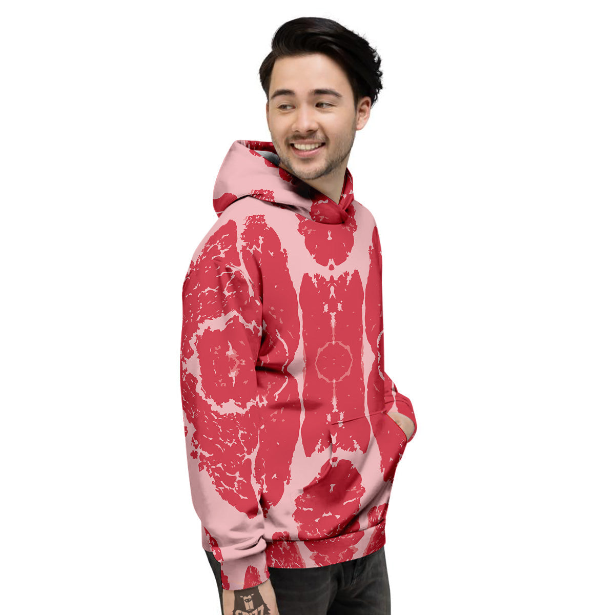 Beef Texture Print Pattern Men's Hoodie-grizzshop
