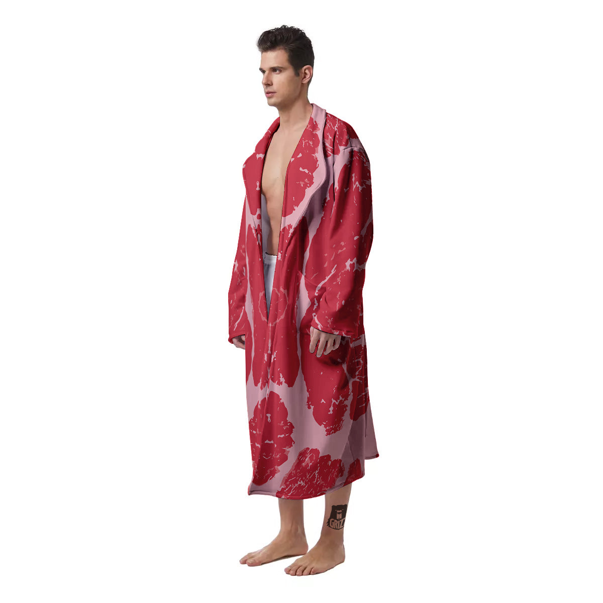 Beef Texture Print Pattern Men's Robe-grizzshop