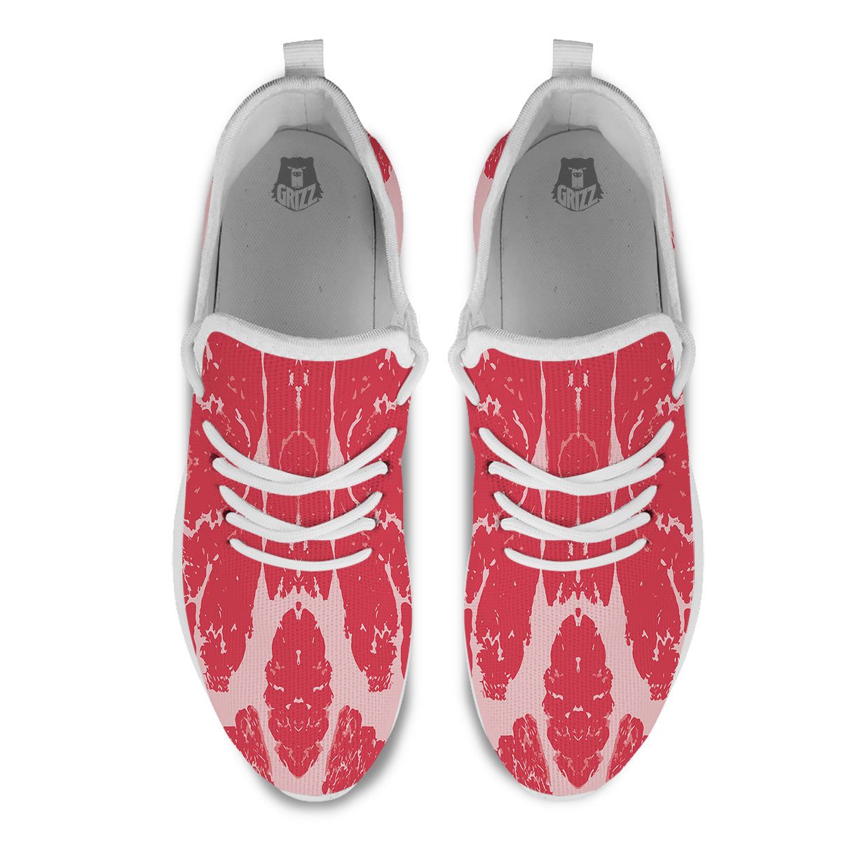 Beef Texture Print Pattern White Athletic Shoes-grizzshop