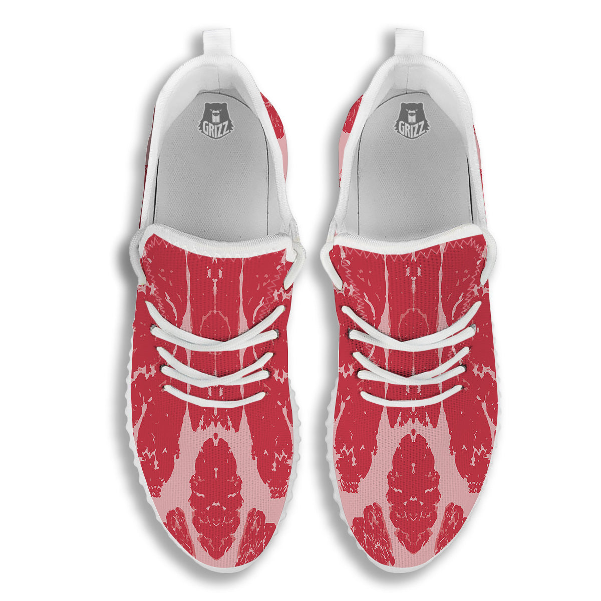 Beef Texture Print Pattern White Walking Shoes-grizzshop
