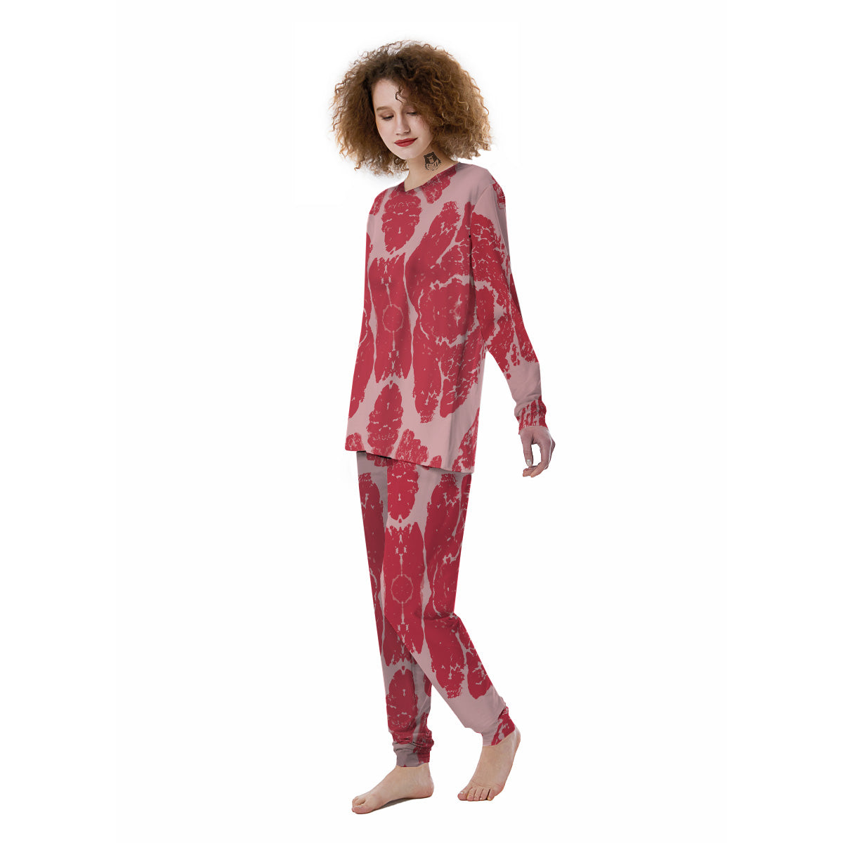 Beef Texture Print Pattern Women's Pajamas-grizzshop
