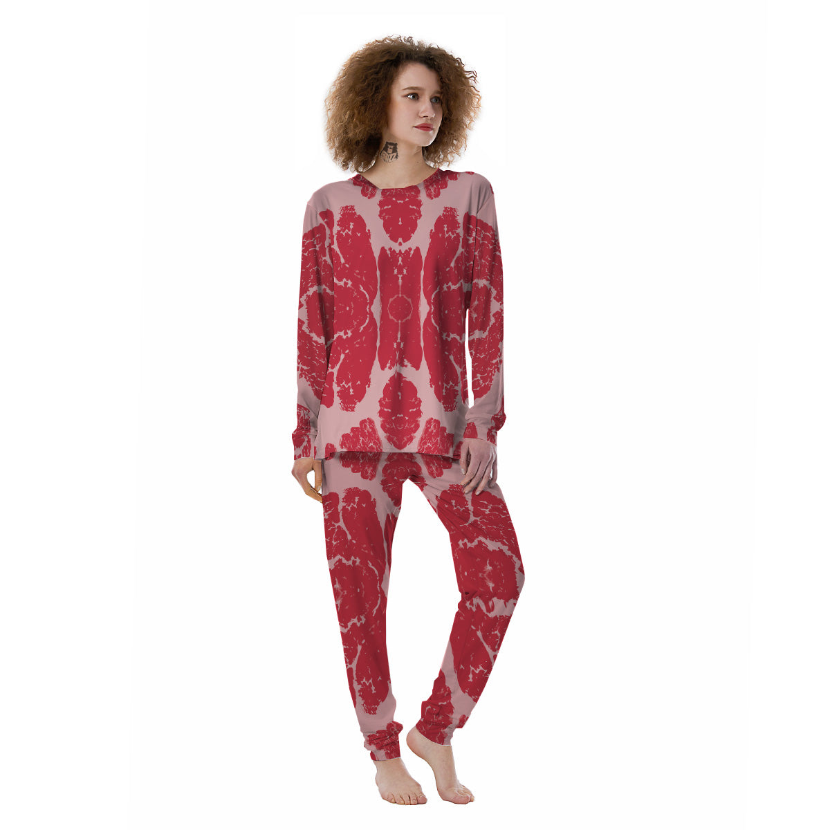 Beef Texture Print Pattern Women's Pajamas-grizzshop
