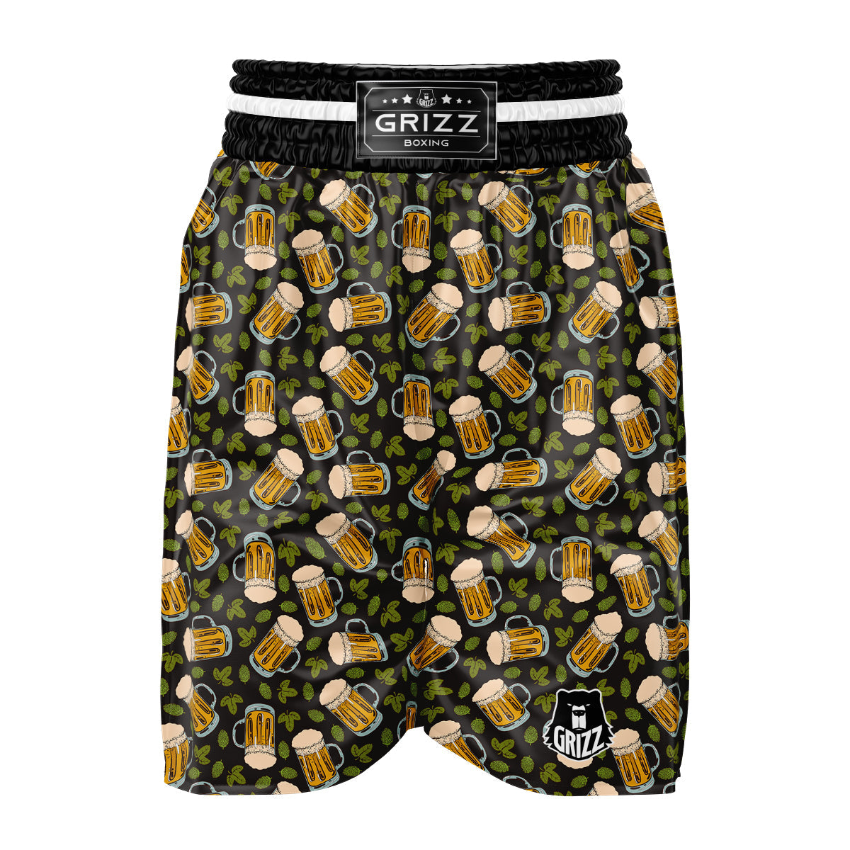 Beer And Hop Cone Leaf Print Pattern Boxing Shorts-grizzshop
