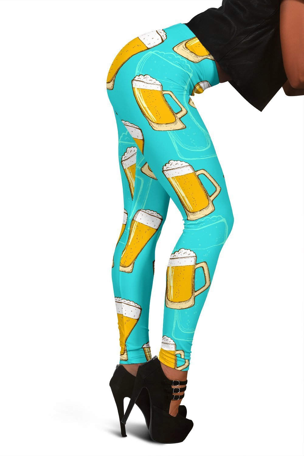 Beer Blue Pattern Print Women Leggings-grizzshop