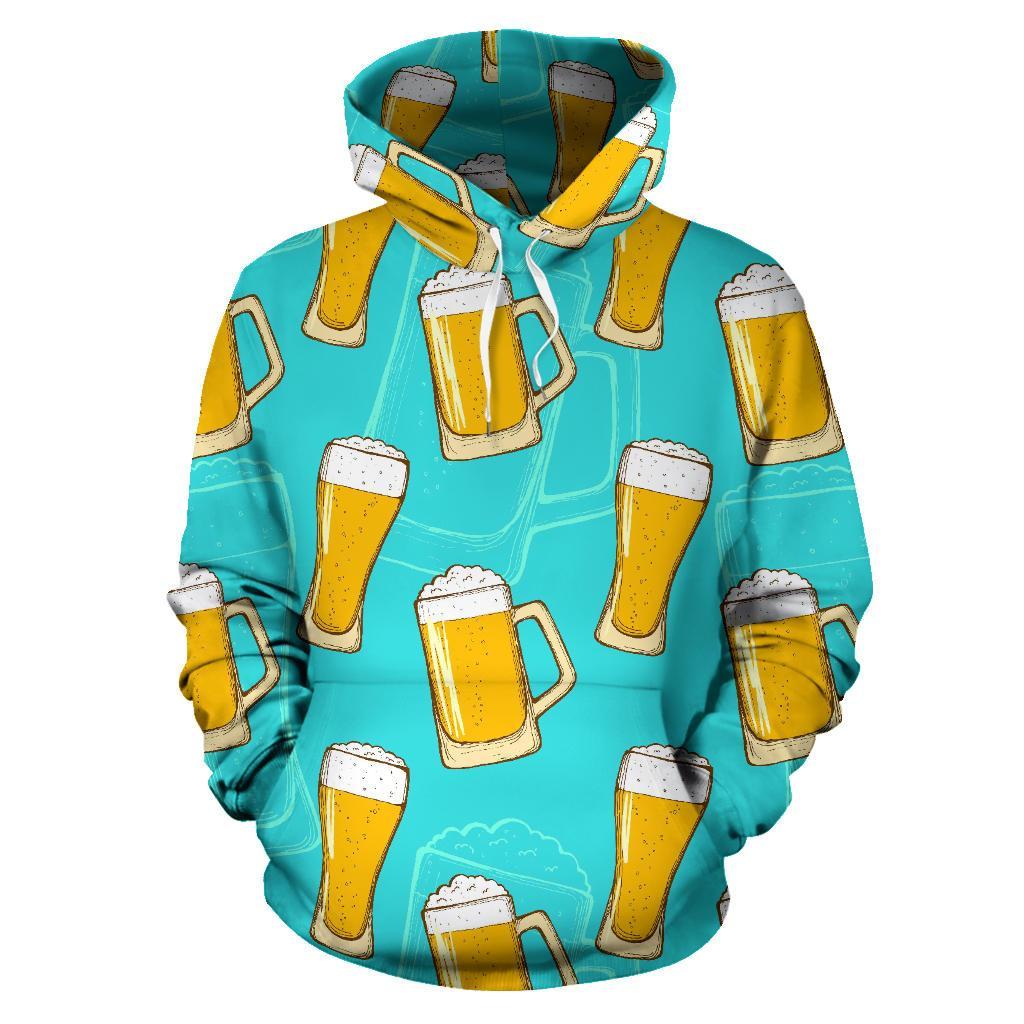 Beer Blue Pattern Print Women Men Pullover Hoodie-grizzshop