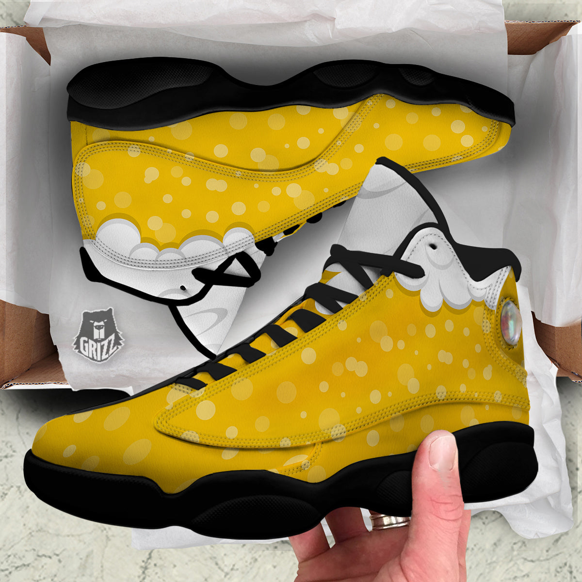 Beer Foam And Bubbles Cartoon Print Black Basketball Shoes-grizzshop