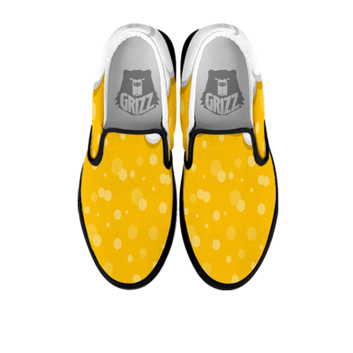 Beer Foam And Bubbles Cartoon Print Black Slip On Shoes-grizzshop