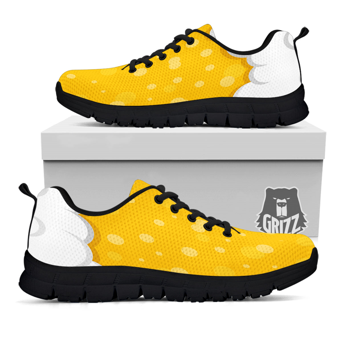 Beer Foam And Bubbles Cartoon Print Black Sneaker-grizzshop