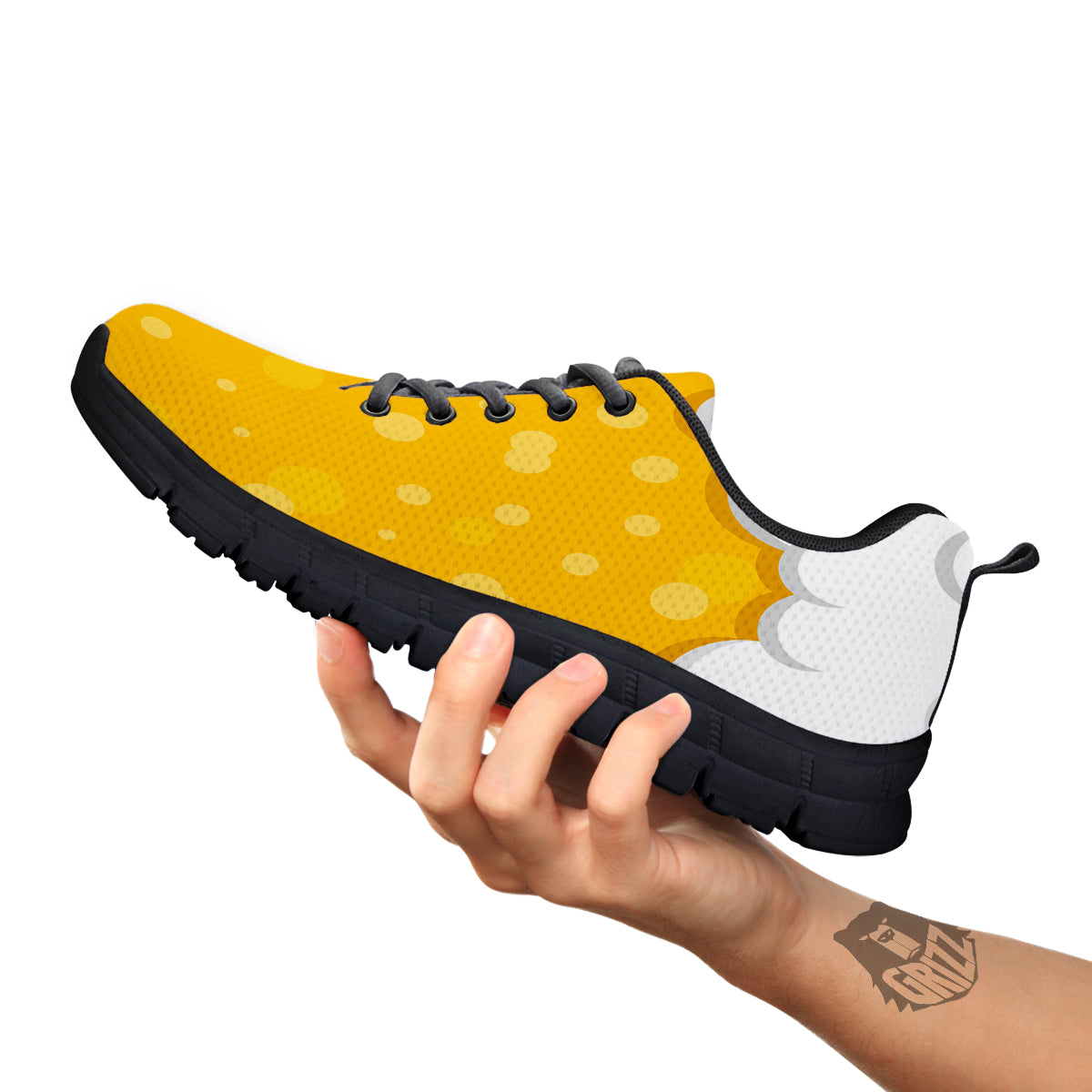 Beer Foam And Bubbles Cartoon Print Black Sneaker-grizzshop
