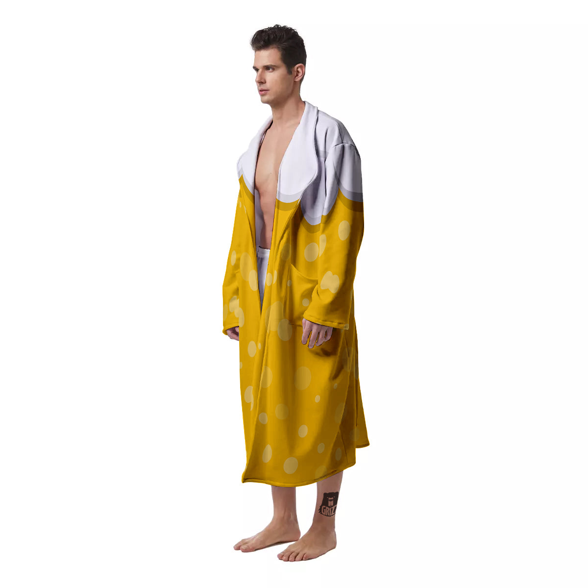 Beer Foam And Bubbles Cartoon Print Men's Robe-grizzshop