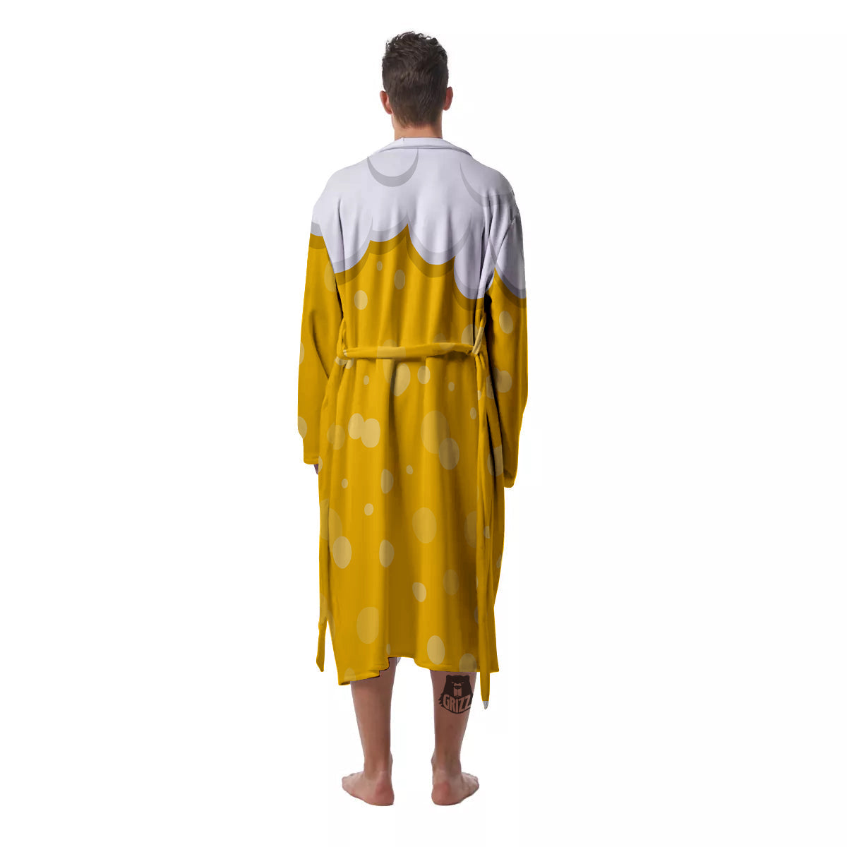 Beer Foam And Bubbles Cartoon Print Men's Robe-grizzshop