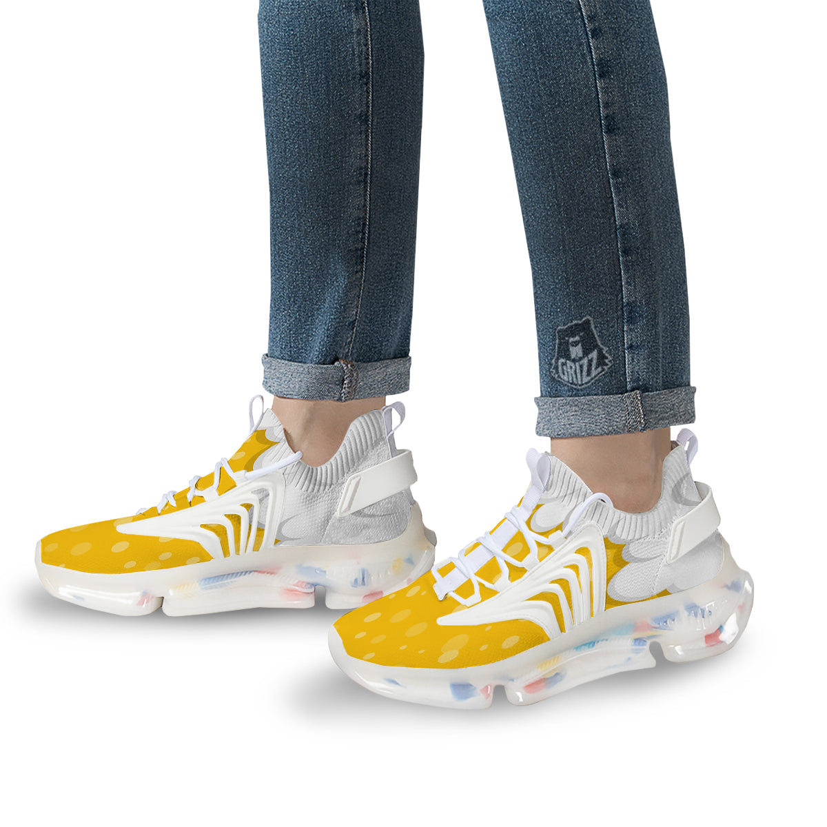 Beer Foam And Bubbles Cartoon Print White Gym Shoes-grizzshop