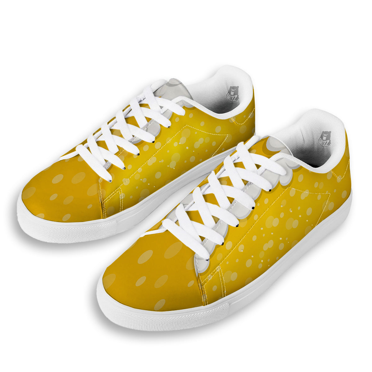 Beer Foam And Bubbles Cartoon Print White Low Top Sneakers-grizzshop