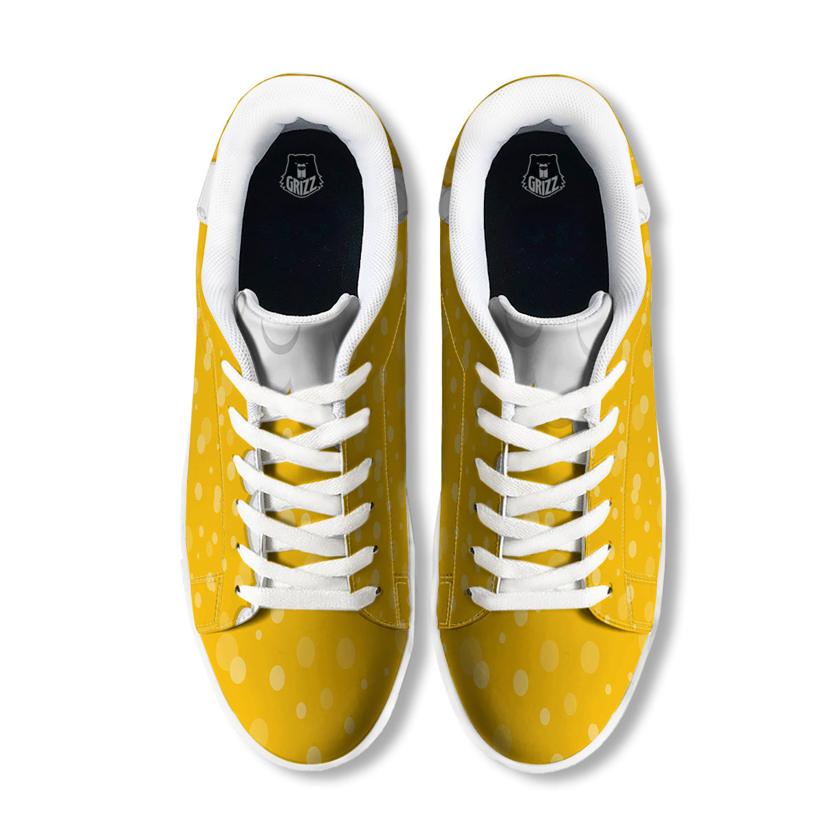Beer Foam And Bubbles Cartoon Print White Low Top Sneakers-grizzshop