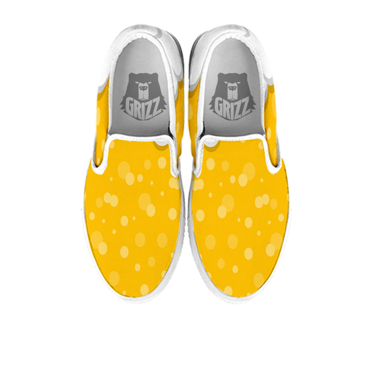 Beer Foam And Bubbles Cartoon Print White Slip On Shoes-grizzshop