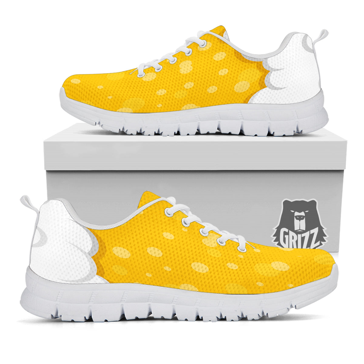 Beer Foam And Bubbles Cartoon Print White Sneaker-grizzshop