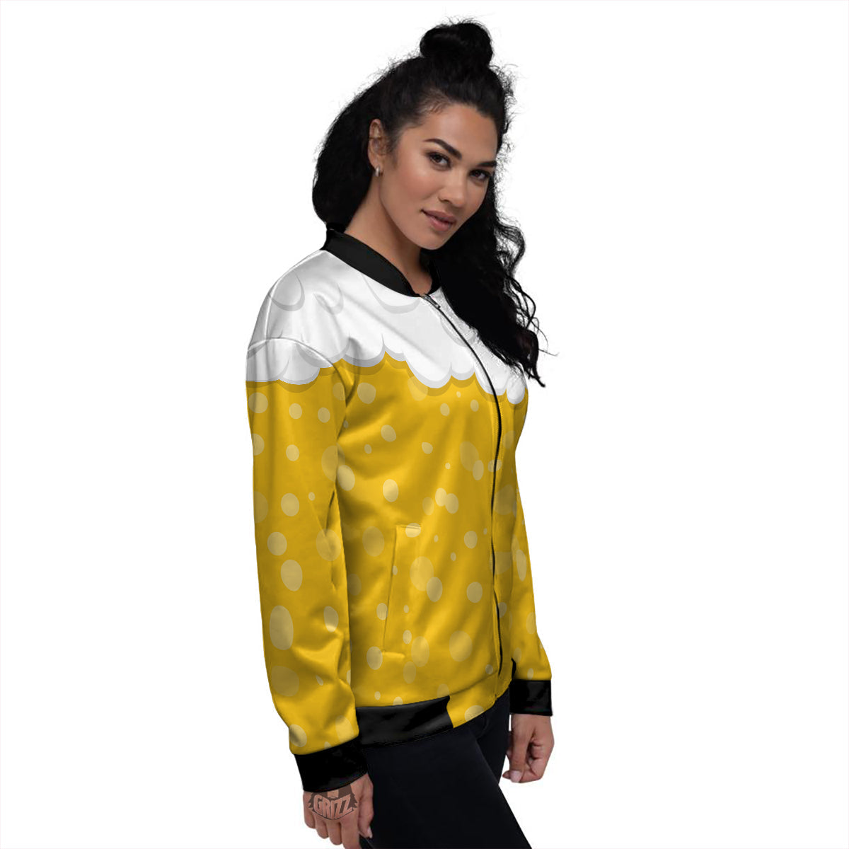 Beer Foam And Bubbles Cartoon Print Women's Bomber Jacket-grizzshop