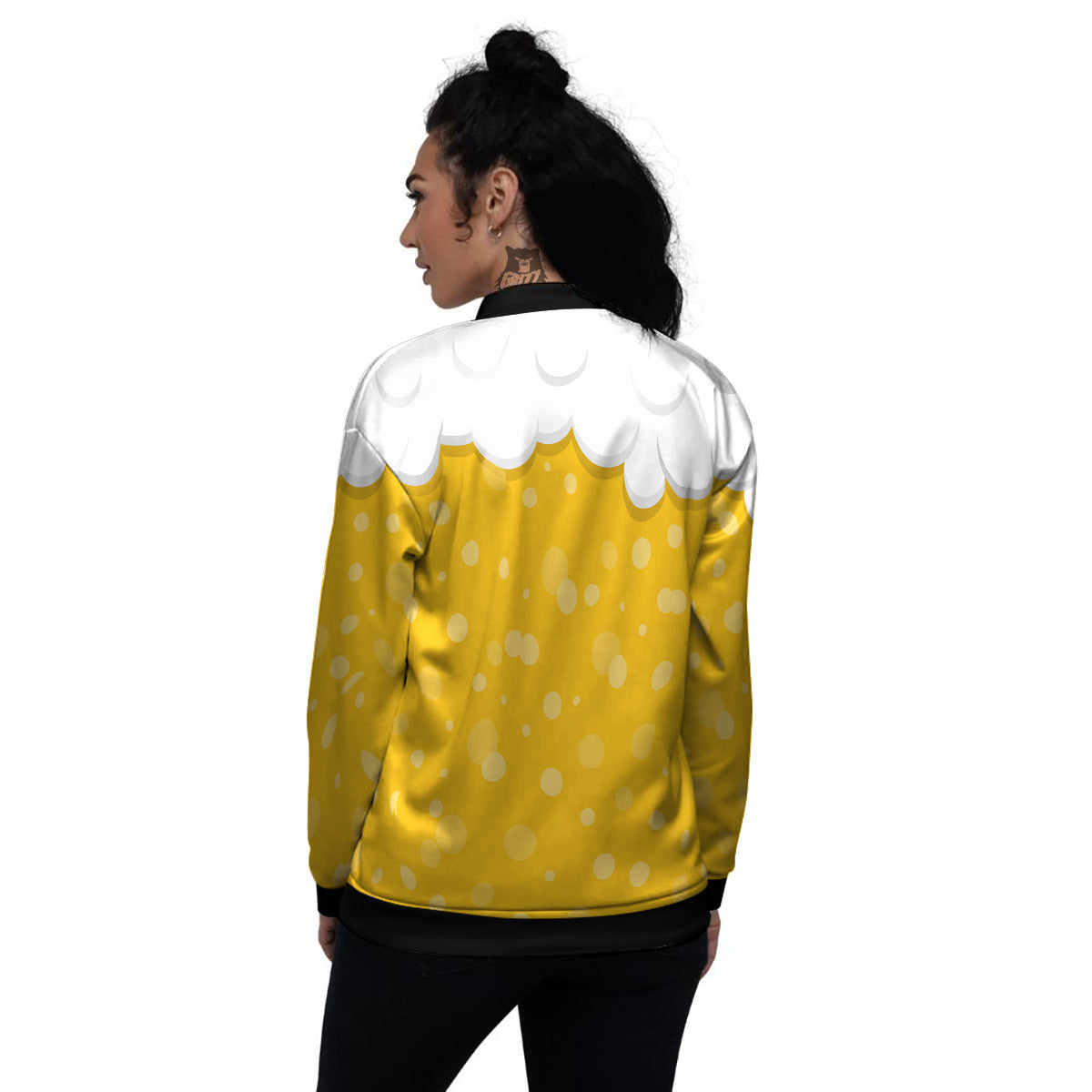 Beer Foam And Bubbles Cartoon Print Women's Bomber Jacket-grizzshop