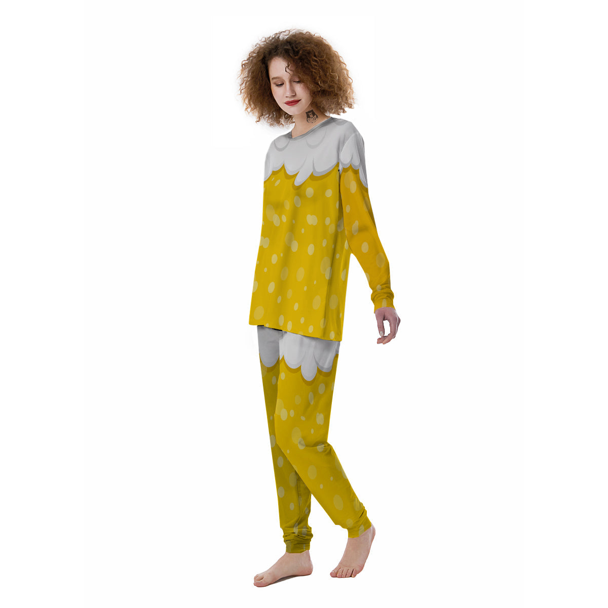 Beer Foam And Bubbles Cartoon Print Women's Pajamas-grizzshop