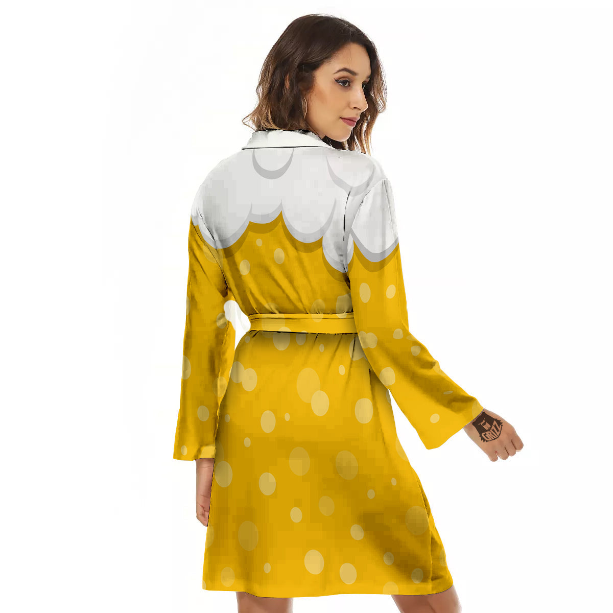 Beer Foam And Bubbles Cartoon Print Women's Robe-grizzshop