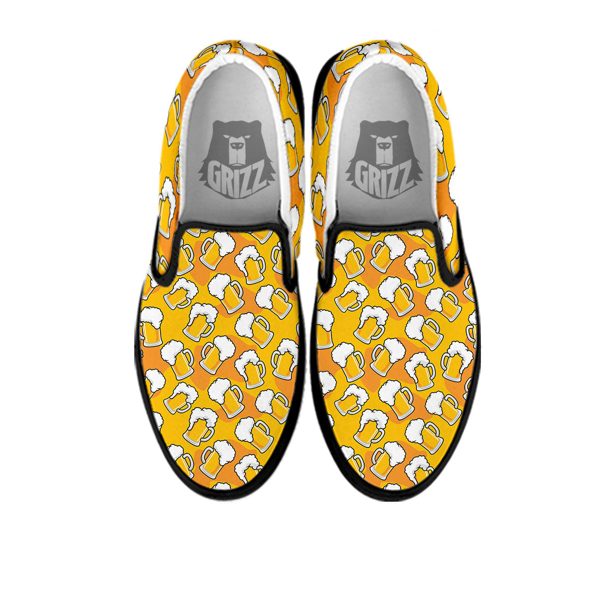 Beer Mug Pattern Print Black Slip On Shoes-grizzshop