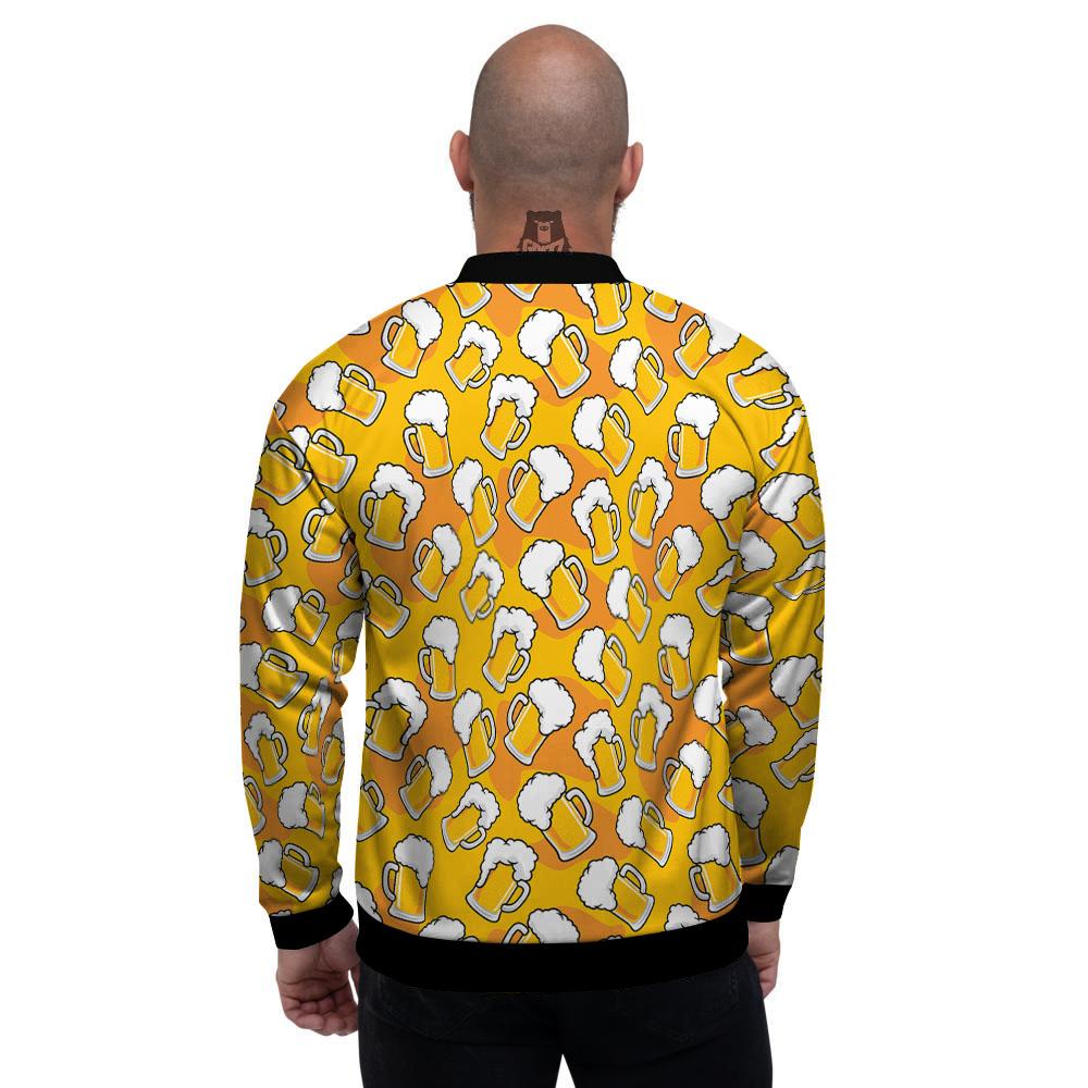 Beer Mug Pattern Print Men's Bomber Jacket-grizzshop