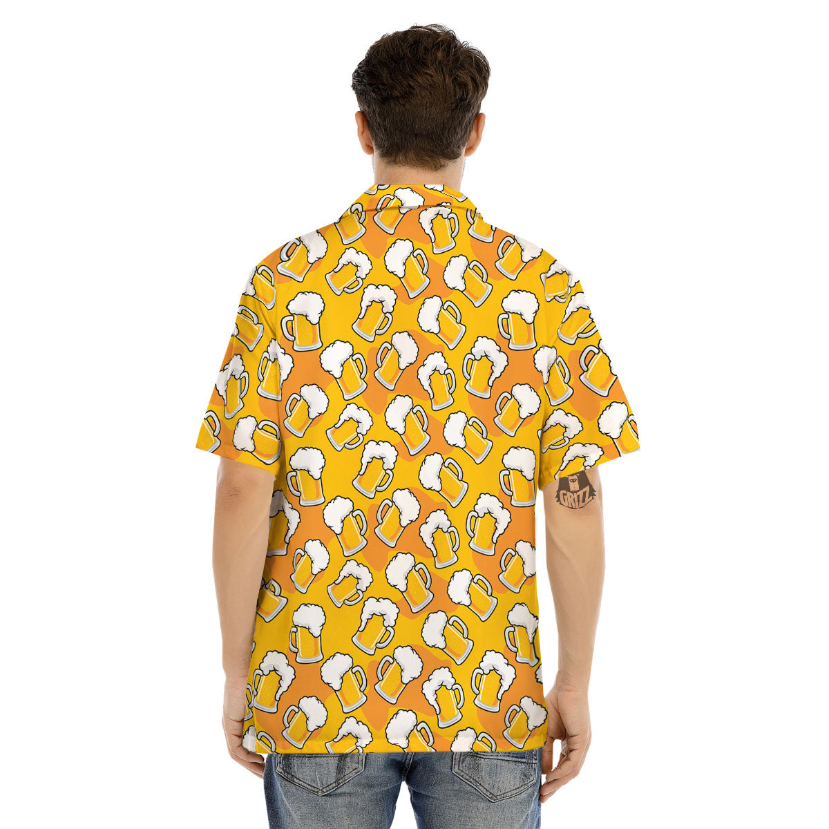 Beer Mug Pattern Print Men's Hawaiian Shirt-grizzshop
