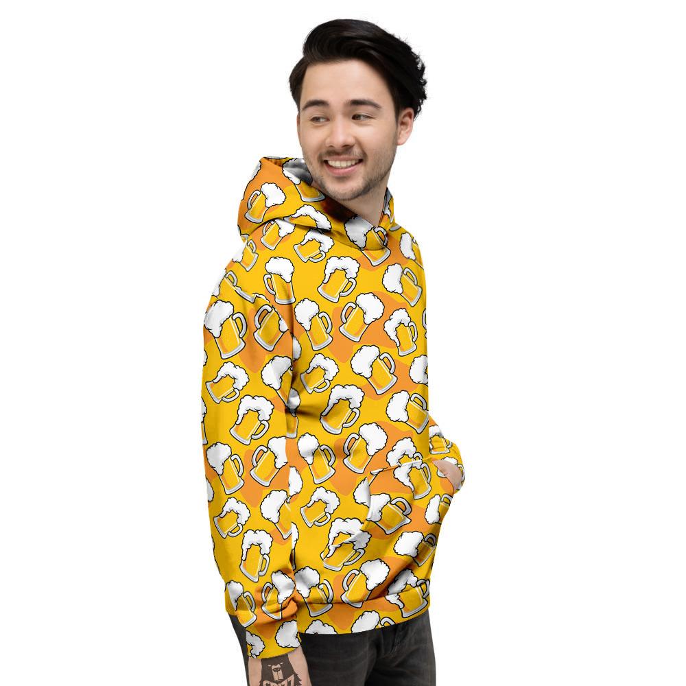 Beer Mug Pattern Print Men's Hoodie-grizzshop